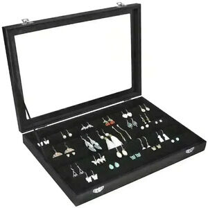 Siveit Earring Organizer Tray Velvet Earring Display Organizer Storage Box Premi